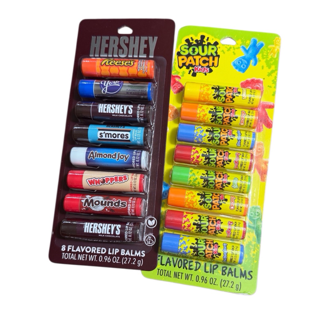 Hershey 8 Piece Flavored Lip Balm  Set 8 Piece Sour Patch Kids Lip Balm Set
